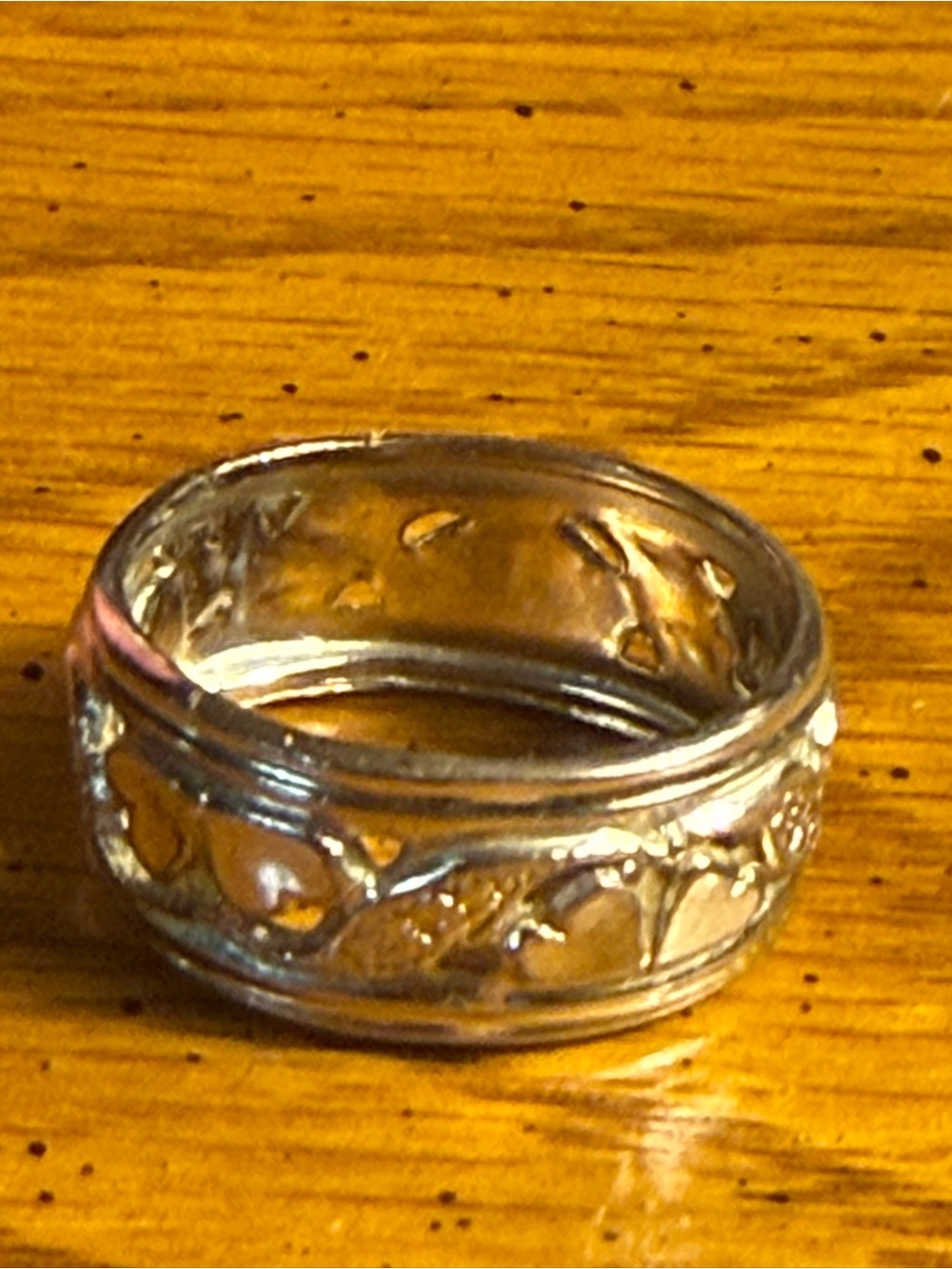 Size 6 Handcrafted Silver Floral Band Ring - Silver